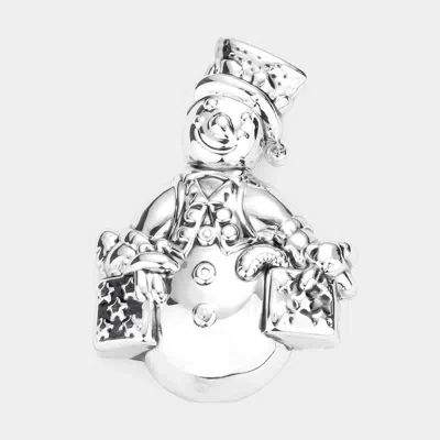 Fashnzfab Metal Snowman Pin Brooch / Pendant In Silver