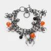 Fashnzfab Metal Spider Charm Triple Layered Toggle Bracelet Hematite In Blue