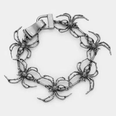 Fashnzfab Metal Spider Link Magnetic Bracelet In Gray