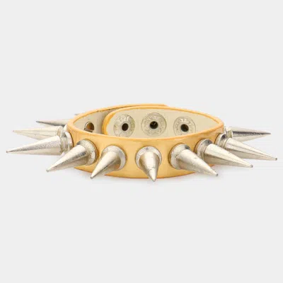Fashnzfab Metal Spike Snap Button Bracelet Brown