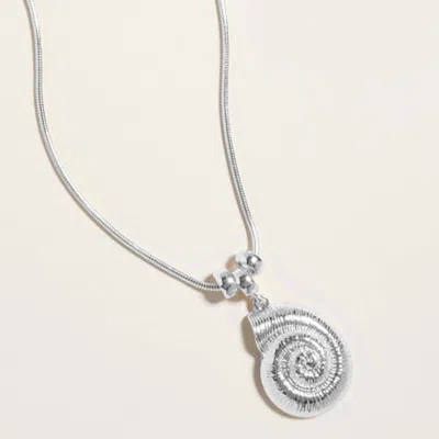 Fashnzfab Metal Spiral Shell Pendant Necklace In Silver