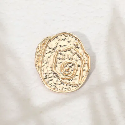 Fashnzfab Metal Spiral Textured Pin Brooch In Gold