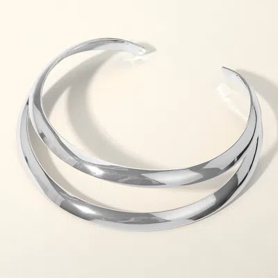 Fashnzfab Metal Split Chocker / Collar Necklace In Metallic