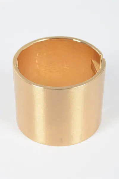 Fashnzfab Metal Spring Hinge Bangle In Gold