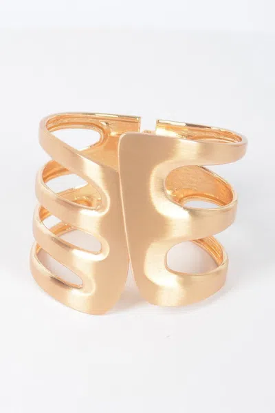 Fashnzfab Metal Spring Hinge Cuff Bracelet In Gold