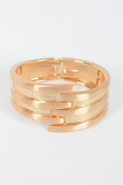 Fashnzfab Metal Spring Hinge Cuff Bracelet In Gold