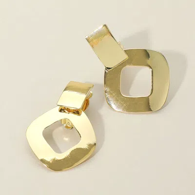 Fashnzfab Metal Square Cutout Clip On Earrings - Gold