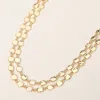 Fashnzfab Metal Square Pebble Link Double Layered Strand Necklace In Gold