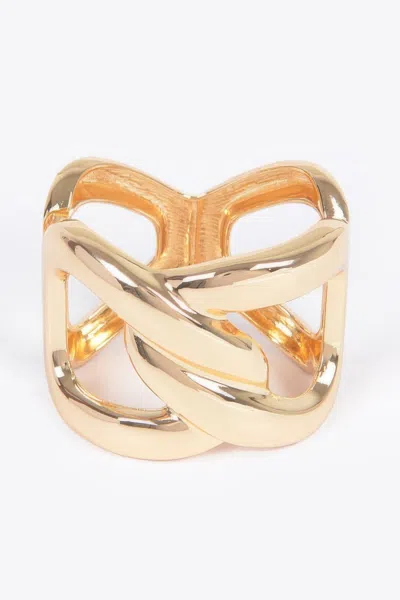 Fashnzfab Metal Srping Hinge Cuff In Gold