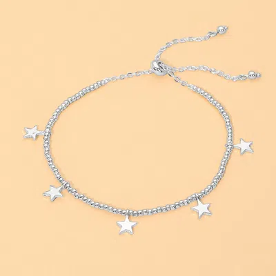 Fashnzfab Metal Star Charm Beaded Adjustable Cinch Pull Tie Bracelets In Blue