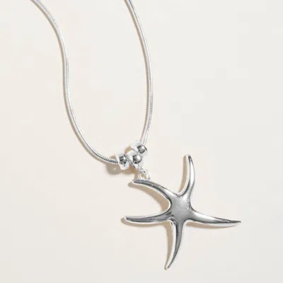 Fashnzfab Metal Starfish Pendant Necklace In Silver
