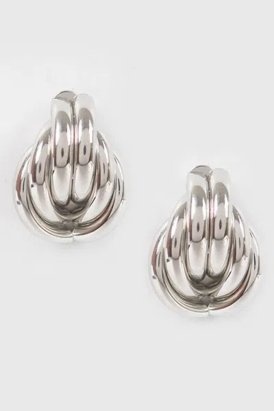 Fashnzfab Metal Stud Earring In Silver