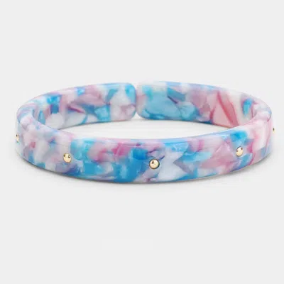 Fashnzfab Metal Studded Celluloid Acetate Adjustable Bracelet Gold, Multi