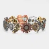 Fashnzfab Metal Sunflower Heart Stretch Bracelet In Gold
