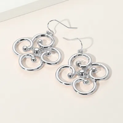 Fashnzfab Metal Swirl Flower Dangle Earrings In Metallic