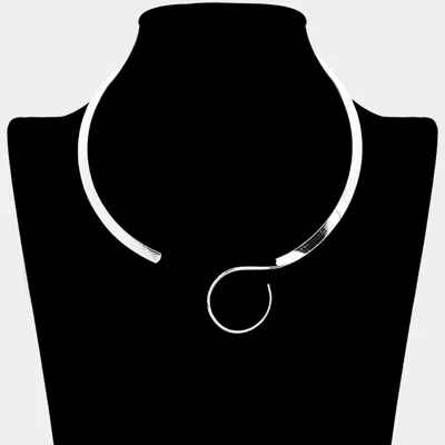 Fashnzfab Metal Swirl Omega Open Choker Necklace In Metallic