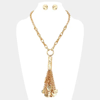 Fashnzfab Metal Tassel Chunky Chain Necklace In Gold