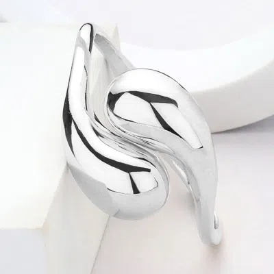 FASHNZFAB METAL TEARDROP TIP HINGED BANGLE BRACELET RHODIUM