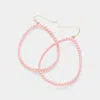 Fashnzfab Metal Thread Teardrop Dangle Earrings - Pink In Pink