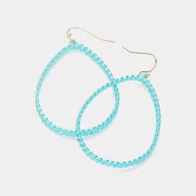 Fashnzfab Metal Thread Teardrop Dangle Earrings In Blue