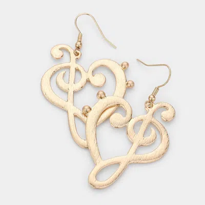 Fashnzfab Metal Treble Bass Clef Music Note Dangle Earrings In Metallic