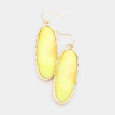 Fashnzfab Metal Trim Abstract Pattern Print Dangle Earrings In Yellow