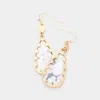 Fashnzfab Metal Trimmed Semi Precious Teardrop Dangle Earrings - White In Multi