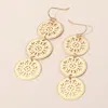 Fashnzfab Metal Triple Snowflake Cutout Link Drop Earrings In Gold
