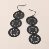 Fashnzfab Metal Triple Snowflake Cutout Link Drop Earrings In Black