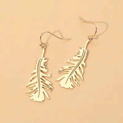 Fashnzfab Metal Tropical Leaf Drop Earrings In Gold