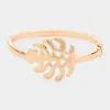 Fashnzfab Metal Tropical Leaf Hinged Bracelet Gold In Gold