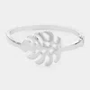 Fashnzfab Metal Tropical Leaf Hinged Bracelet Silver In Silver