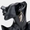 Fashnzfab Metal Tube Faceted Bead Cluster Detail Petal Dangle Earrings - Gray In Gray