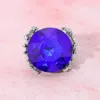 Fashnzfab Metal Twig Detailed Round Stone Stretch Ring In Blue