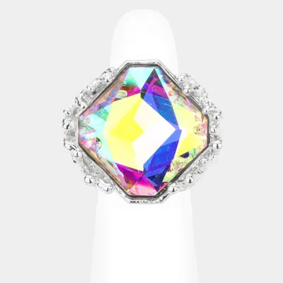 Fashnzfab Metal Twig Detailed Stone Stretch Ring In Multi