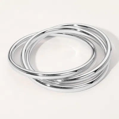 Fashnzfab Metal Twisted Bangle Bracelet Rhodium In Metallic