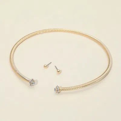 Fashnzfab Metal Twisted Wire Choker Necklace In Gold