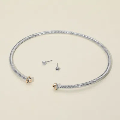 Fashnzfab Metal Twisted Wire Choker Necklace In Silver