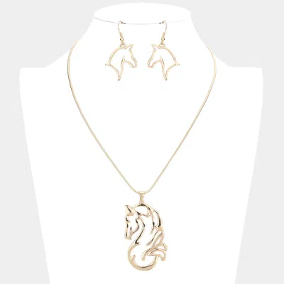 Fashnzfab Metal Unicorn Pendant Necklace In Gold