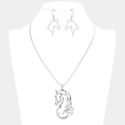 Fashnzfab Metal Unicorn Pendant Necklace In Silver