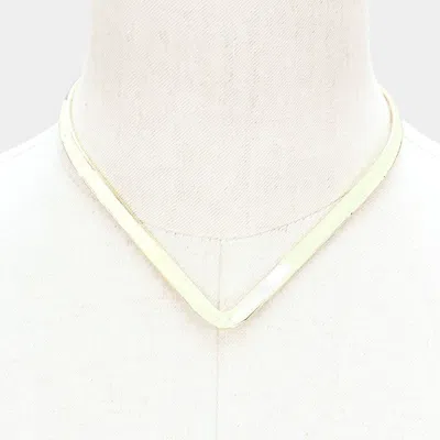 Fashnzfab Metal V-neck Open Choker Necklace In Gold