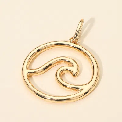 Fashnzfab Metal Wave Circle Pendant Charm In Gold