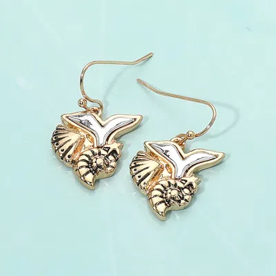 Fashnzfab Metal Whale Tail Starfish Conch Shell Dangle Earrings In Multi