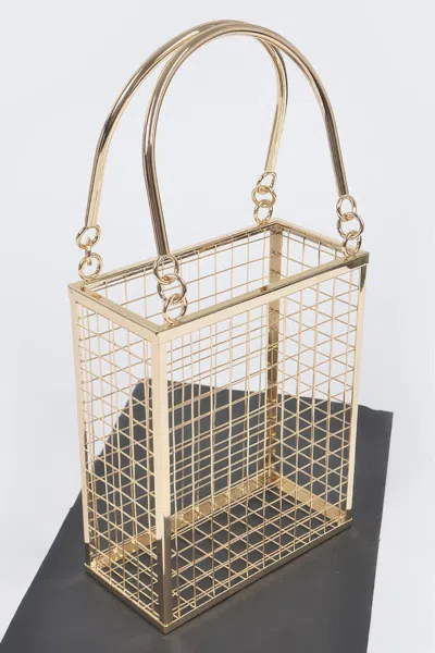 Fashnzfab Metal Wire Clutch In Gold