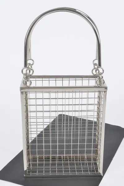 Fashnzfab Metal Wire Clutch In Silver