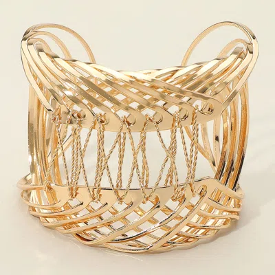 Fashnzfab Metal Wire Cuff Bracelet Gold