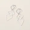 Fashnzfab Metal Wire Geometric Ring Link Drop Earrings - Rhodium In Silver