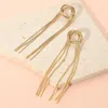 Fashnzfab Metal Wire Loop Knot Drop Earrings In Gold