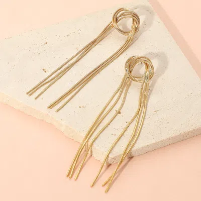 Fashnzfab Metal Wire Loop Knot Drop Earrings In Gold