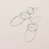 Fashnzfab Metal Wire Ring Oval Link Drop Earrings - Rhodium In Metallic